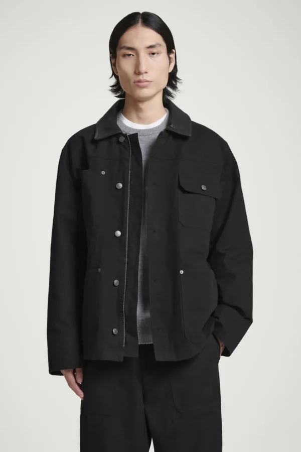 COS LEATHER-COLLAR FIELD JACKET BLACK Online