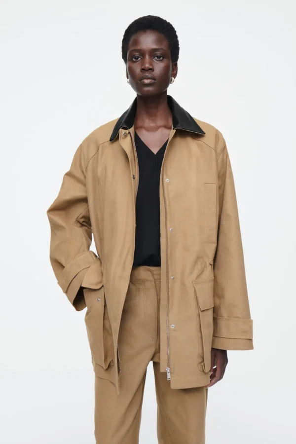 COS LEATHER-COLLAR FIELD JACKET CAMEL Fashion