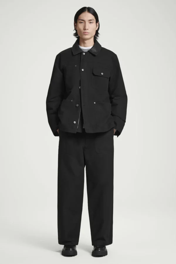 COS LEATHER-COLLAR FIELD JACKET BLACK Online