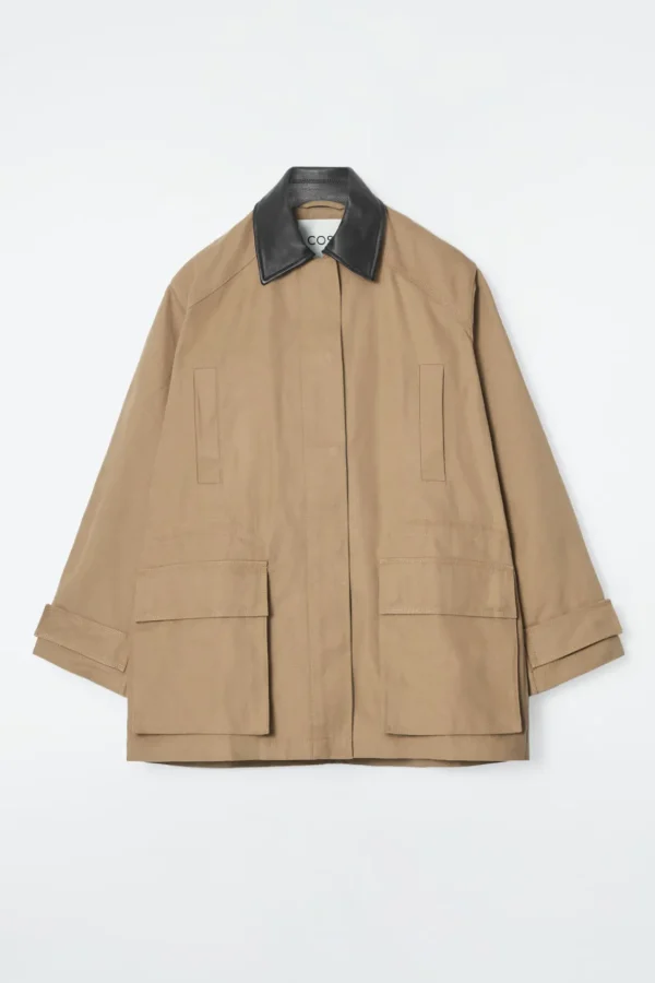 COS LEATHER-COLLAR FIELD JACKET CAMEL Fashion