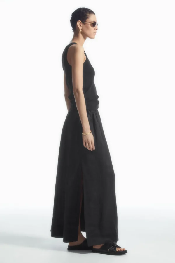 COS LINEN A-LINE MAXI SKIRT BLACK Shop