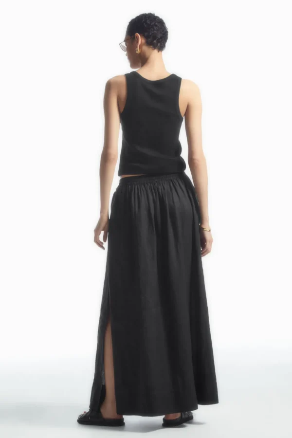 COS LINEN A-LINE MAXI SKIRT BLACK Shop