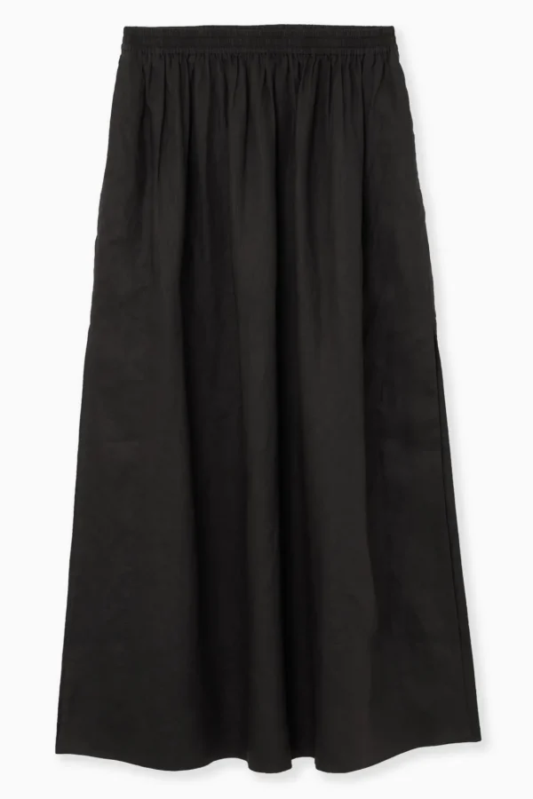 COS LINEN A-LINE MAXI SKIRT BLACK Shop