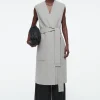 COS LONGLINE DOUBLE-FACED WOOL VEST GRAY Hot