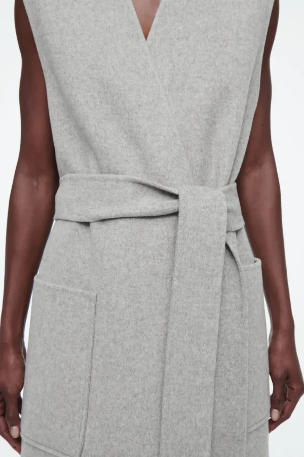 COS LONGLINE DOUBLE-FACED WOOL VEST GRAY Hot