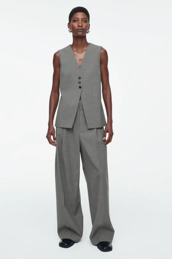 COS LONGLINE TAILORED TWILL VEST GRAY Outlet