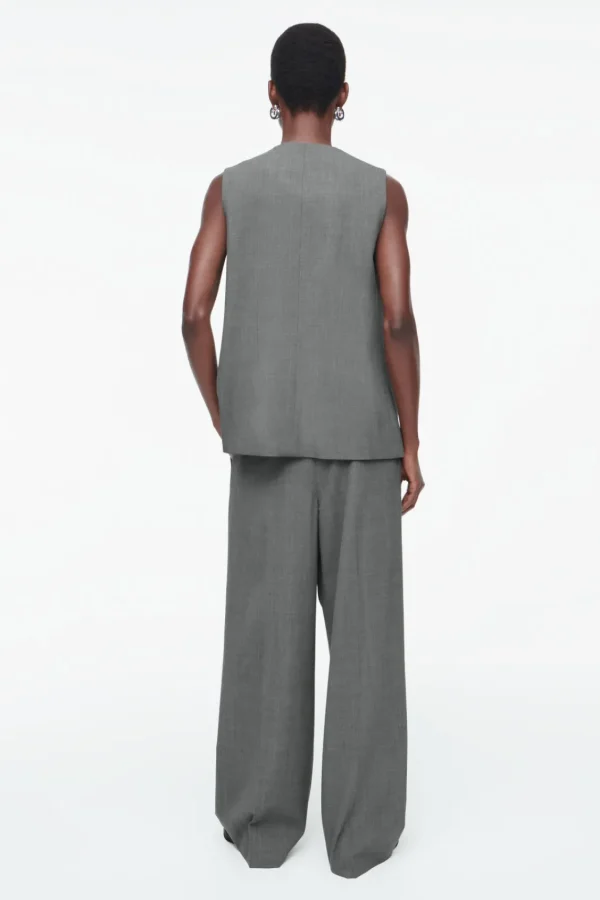 COS LONGLINE TAILORED TWILL VEST GRAY Outlet