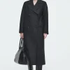 COS LONGLINE WOOL PEA COAT CHARCOAL Sale