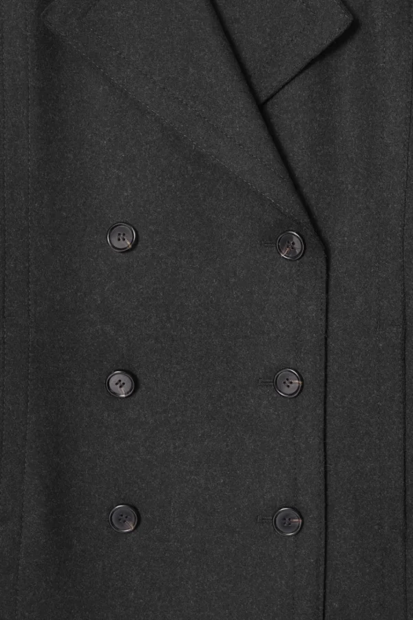 COS LONGLINE WOOL PEA COAT CHARCOAL Sale