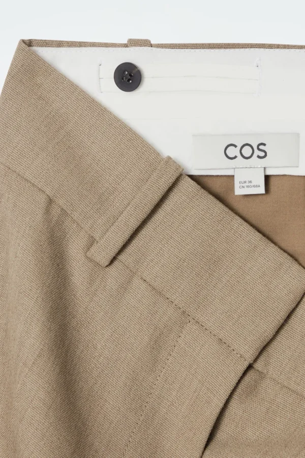 COS LONGLINE WOOL-BLEND TWILL SHORTS BEIGE Hot