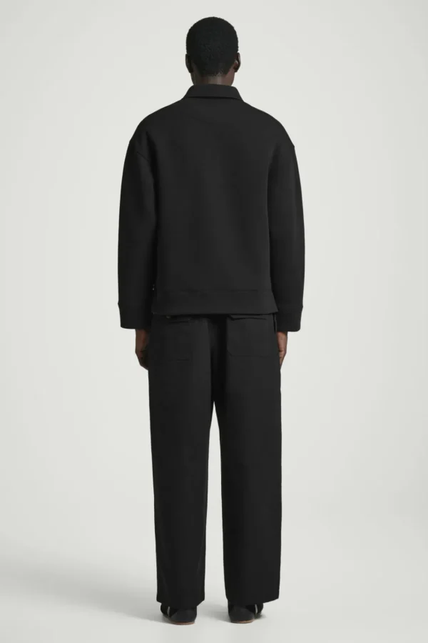 COS LONG-SLEEVED HALF-ZIP POLO SHIRT BLACK Shop