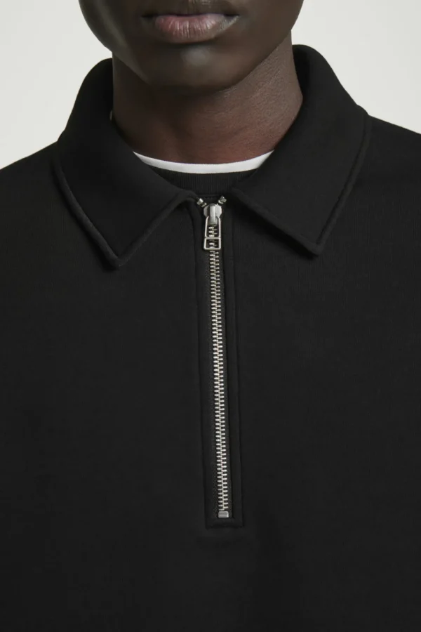 COS LONG-SLEEVED HALF-ZIP POLO SHIRT BLACK Shop