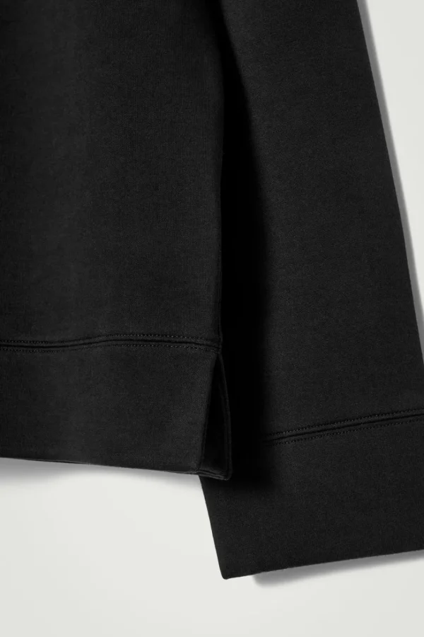 COS LONG-SLEEVED HALF-ZIP POLO SHIRT BLACK Shop