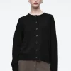 COS MERINO WOOL CREW-NECK CARDIGAN BLACK Cheap