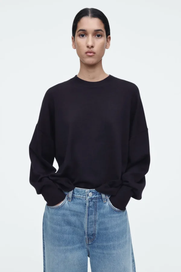 COS MERINO WOOL CREW-NECK JUMPER NAVY Hot