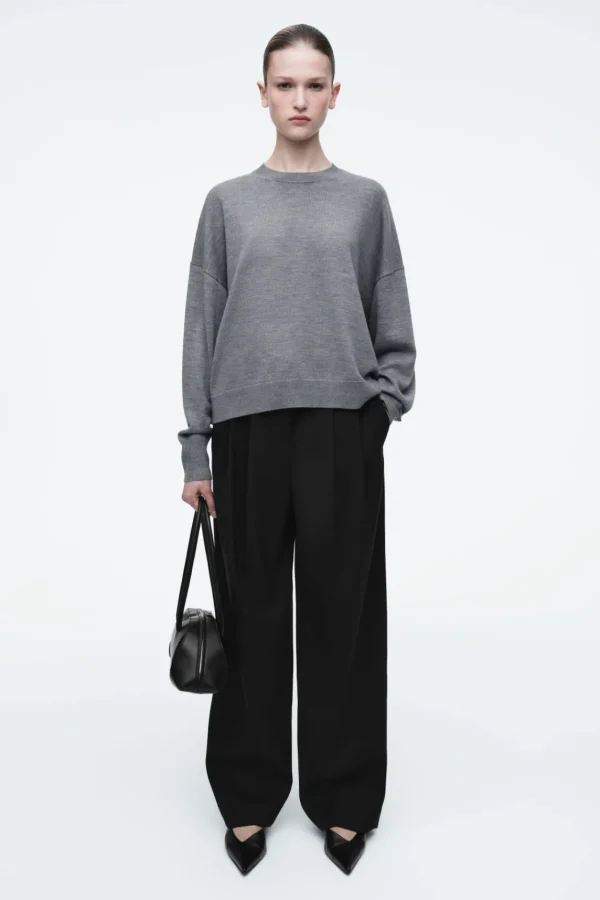 COS MERINO WOOL CREW-NECK JUMPER GRAY MÉLANGE Outlet