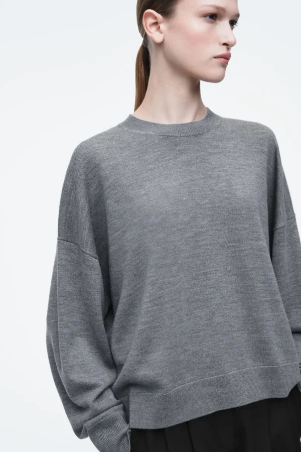 COS MERINO WOOL CREW-NECK JUMPER GRAY MÉLANGE Outlet