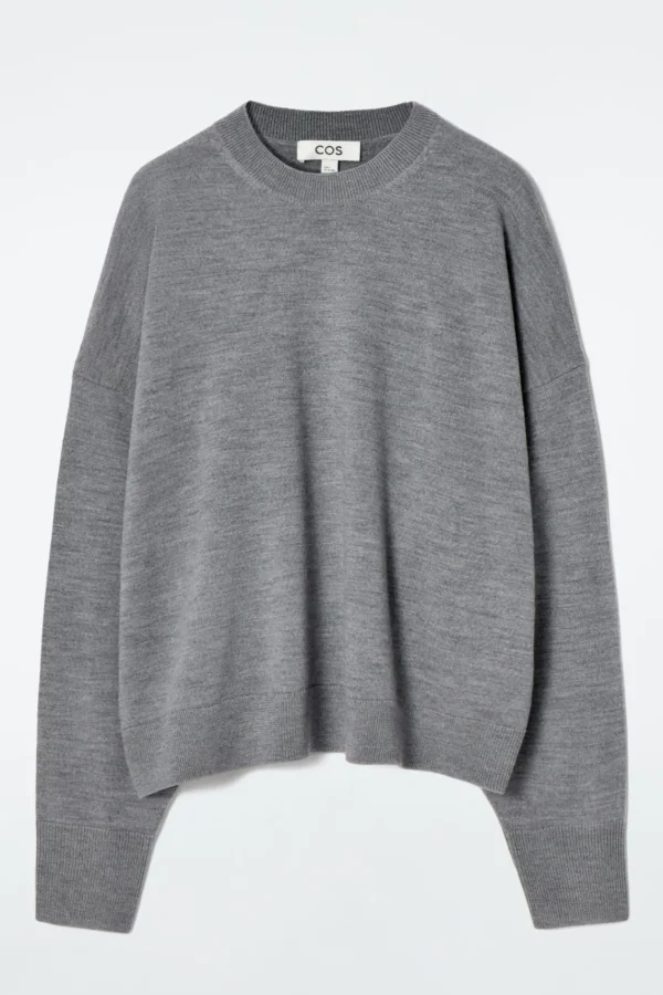 COS MERINO WOOL CREW-NECK JUMPER GRAY MÉLANGE Outlet