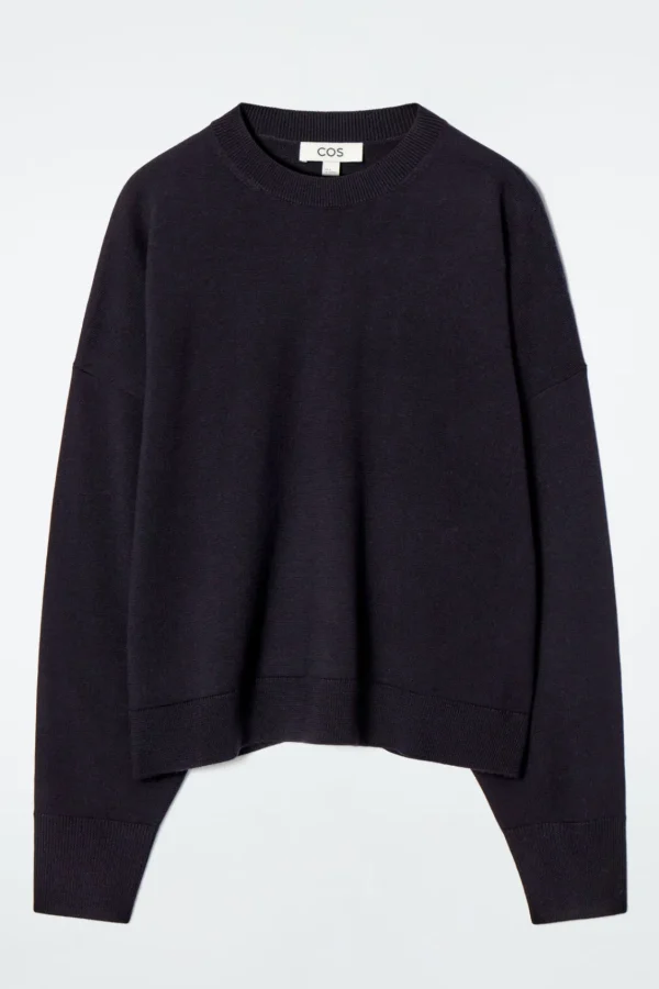 COS MERINO WOOL CREW-NECK JUMPER NAVY Hot