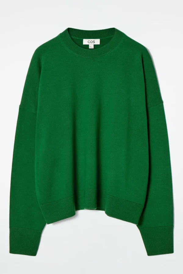 COS MERINO WOOL CREW-NECK JUMPER DARK GREEN Discount