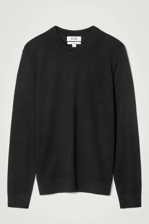 COS MERINO WOOL CREW-NECK SWEATER BLACK Best Sale