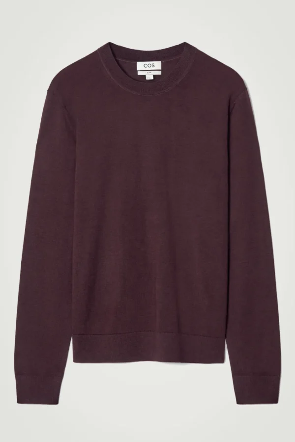 COS MERINO WOOL CREW-NECK SWEATER BURGUNDY Best