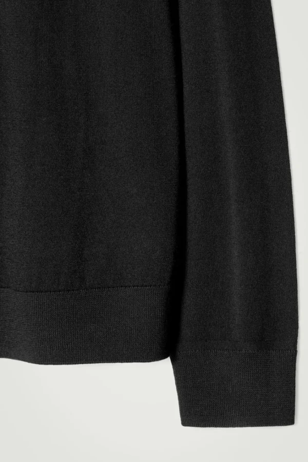 COS MERINO WOOL CREW-NECK SWEATER BLACK Best Sale