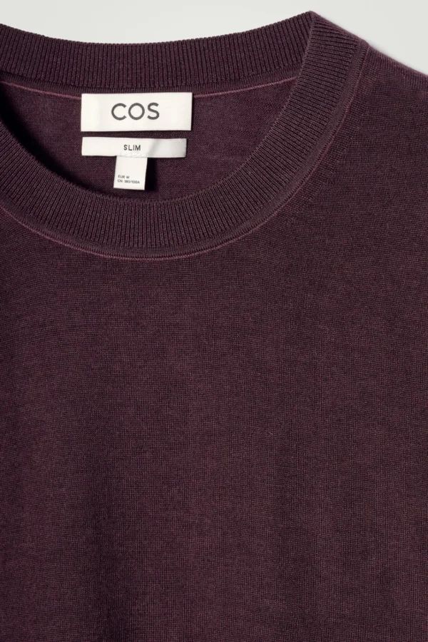 COS MERINO WOOL CREW-NECK SWEATER BURGUNDY Best