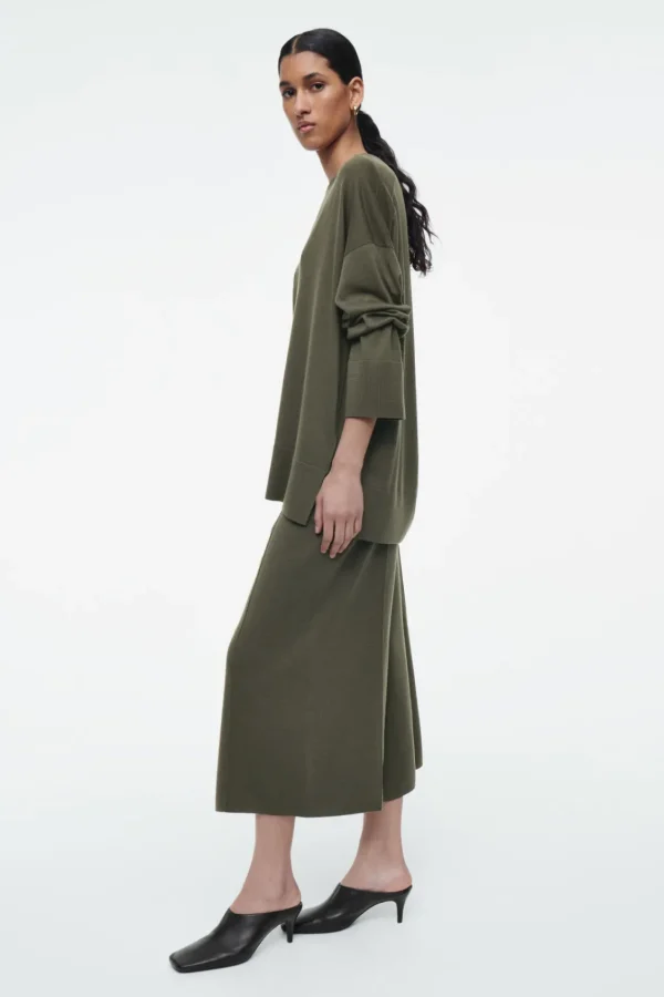 COS MERINO WOOL CULOTTES DARK KHAKI Best