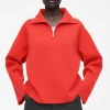 COS MERINO WOOL HALF-ZIP JUMPER BRIGHT RED Store