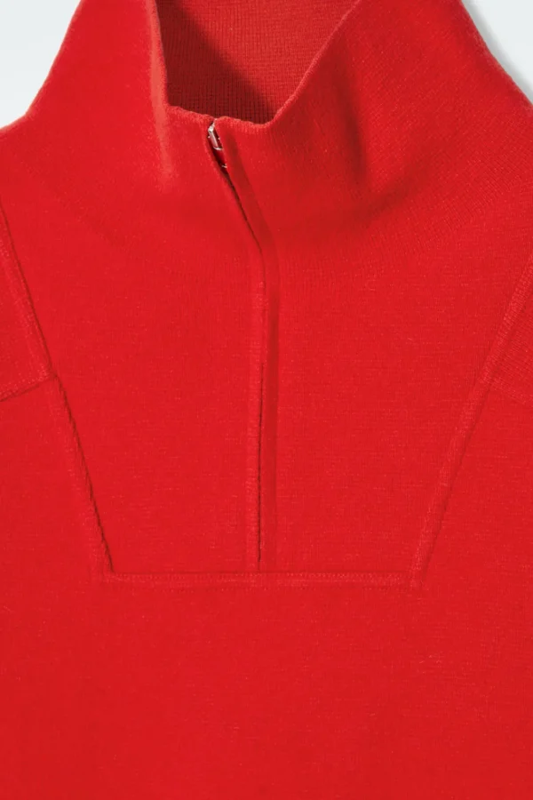 COS MERINO WOOL HALF-ZIP JUMPER BRIGHT RED Store