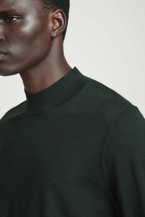 COS MERINO WOOL MOCK-NECK JUMPER DARK GREEN Cheap