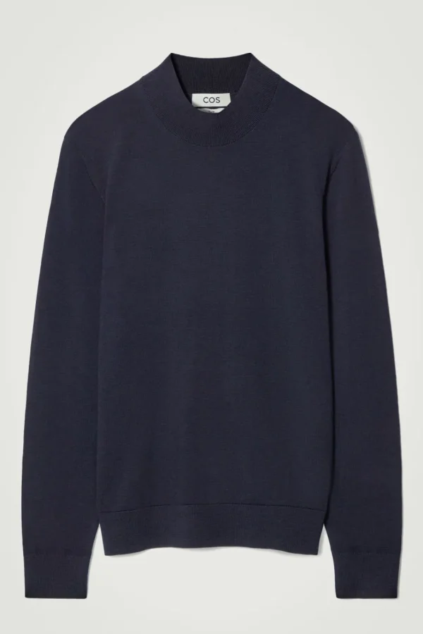 COS MERINO WOOL MOCK-NECK JUMPER NAVY Cheap