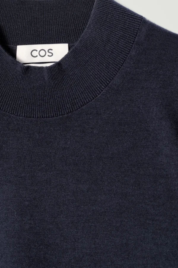 COS MERINO WOOL MOCK-NECK JUMPER NAVY Cheap