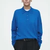 COS MERINO WOOL POLO SHIRT BRIGHT BLUE Shop