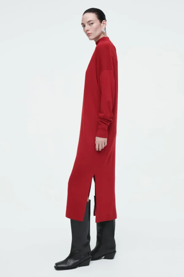 COS MERINO WOOL TURTLENECK DRESS RED Online