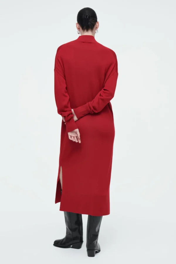 COS MERINO WOOL TURTLENECK DRESS RED Online