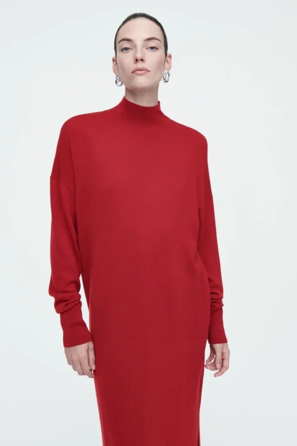 COS MERINO WOOL TURTLENECK DRESS RED Online