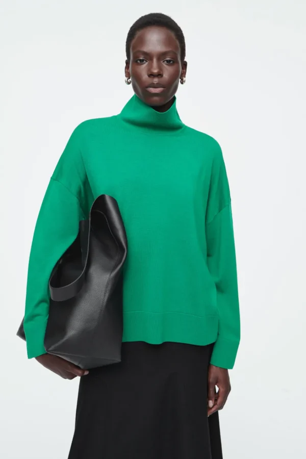 COS MERINO WOOL TURTLENECK SWEATER GREEN Shop