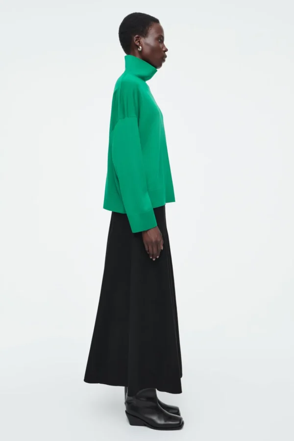 COS MERINO WOOL TURTLENECK SWEATER GREEN Shop