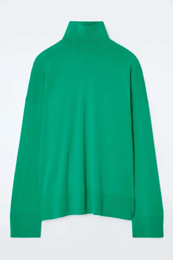 COS MERINO WOOL TURTLENECK SWEATER GREEN Shop