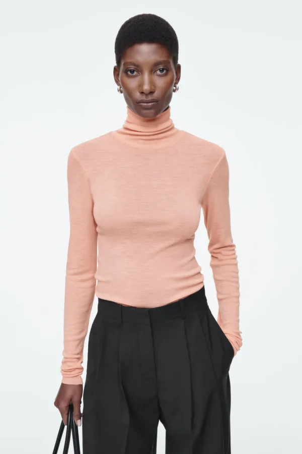 COS MERINO WOOL TURTLENECK TOP APRICOT Shop