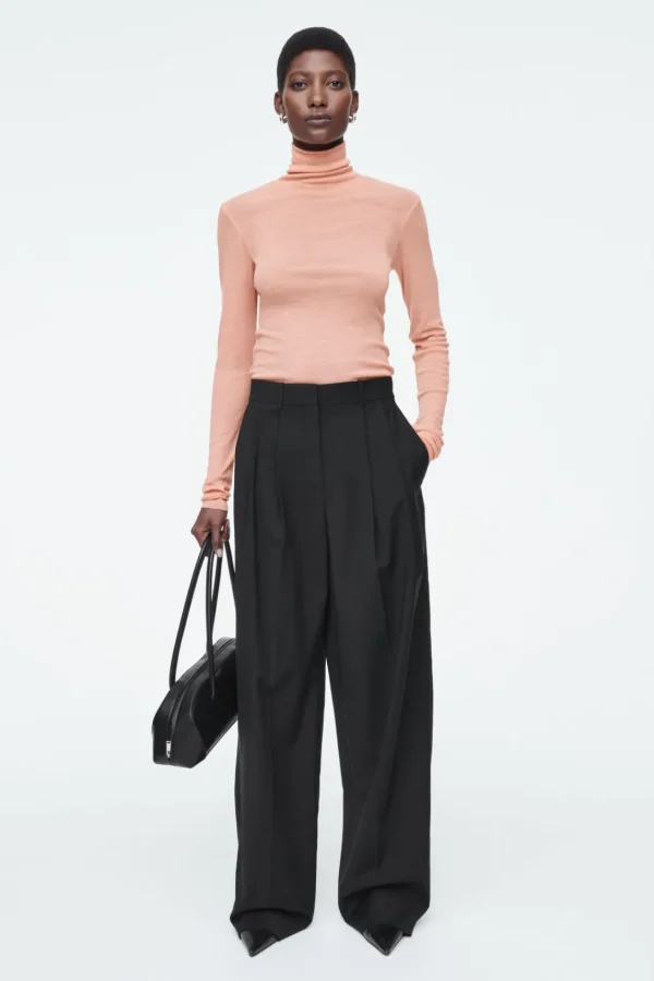 COS MERINO WOOL TURTLENECK TOP APRICOT Shop