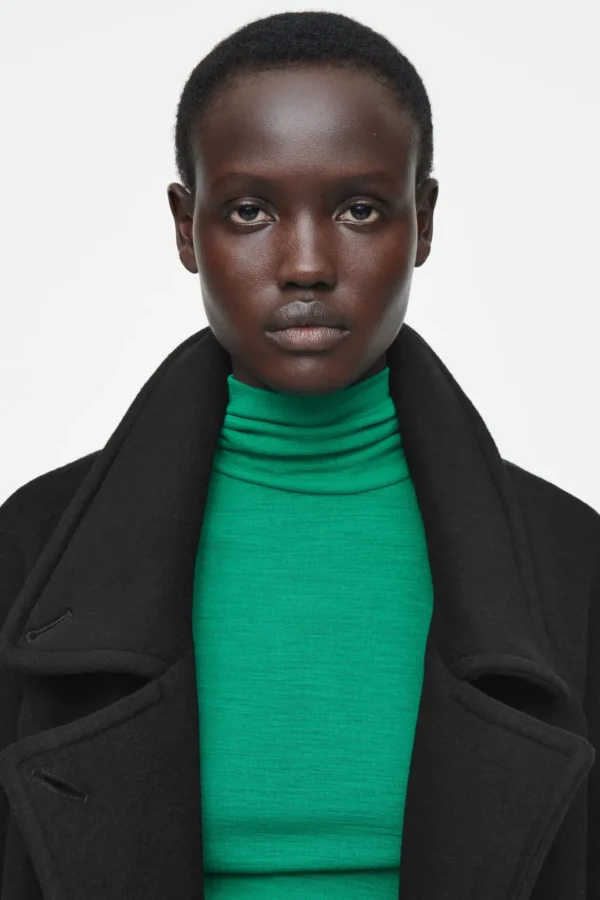 COS MERINO WOOL TURTLENECK TOP GREEN Store