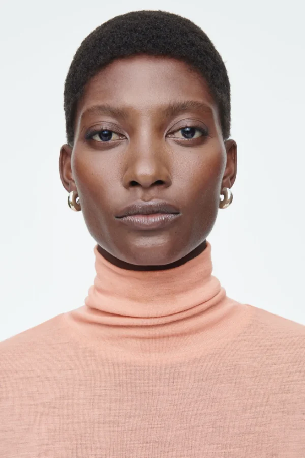 COS MERINO WOOL TURTLENECK TOP APRICOT Shop