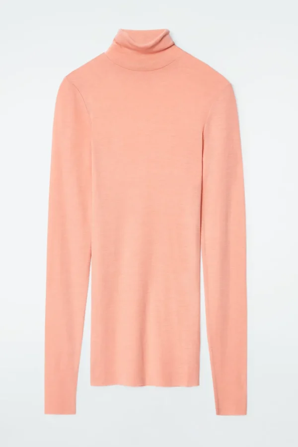 COS MERINO WOOL TURTLENECK TOP APRICOT Shop