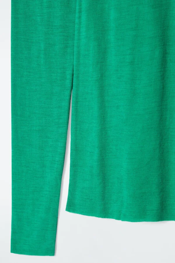 COS MERINO WOOL TURTLENECK TOP GREEN Store