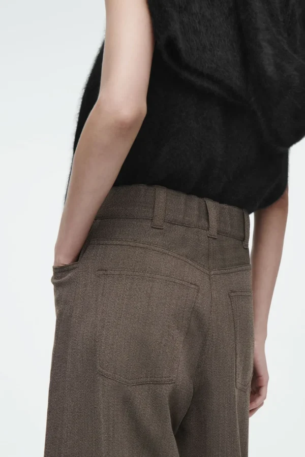 COS MERINO WOOL-BLEND WIDE-LEG PANTS BROWN Flash Sale