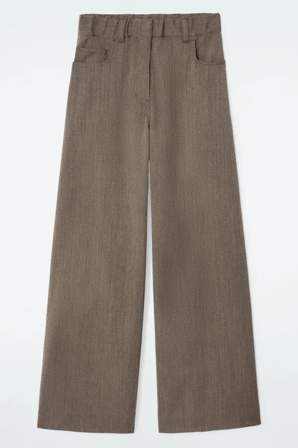 COS MERINO WOOL-BLEND WIDE-LEG PANTS BROWN Flash Sale