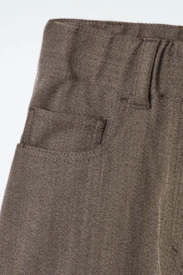 COS MERINO WOOL-BLEND WIDE-LEG PANTS BROWN Flash Sale